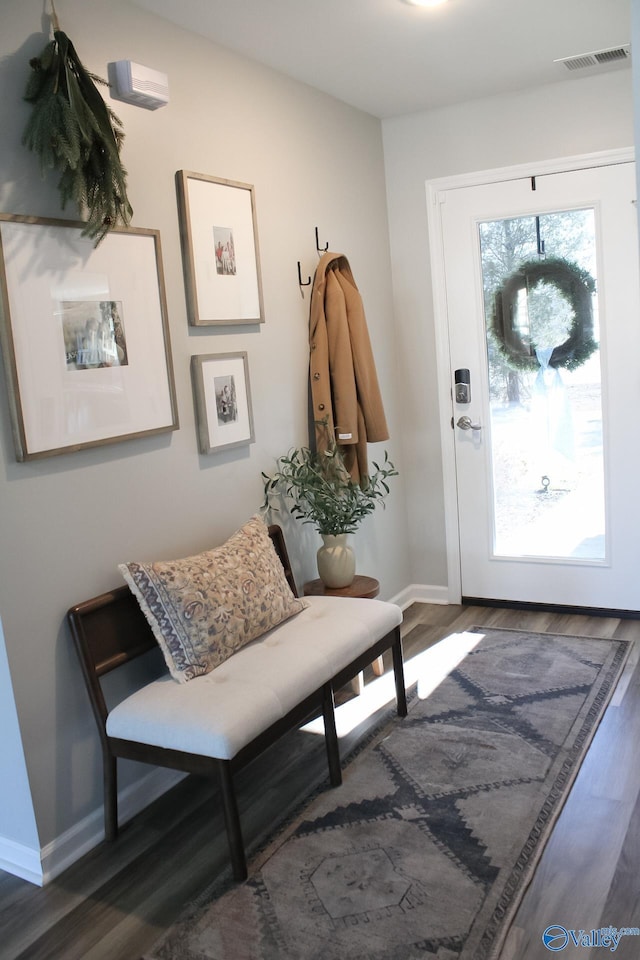 mudroom with dark hardwood / wood-style flooring