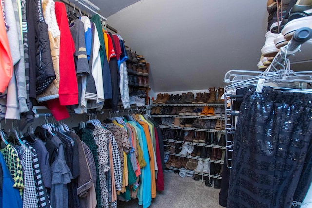 walk in closet featuring carpet