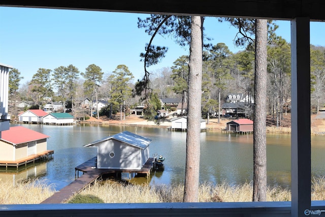 dock area featuring a water view