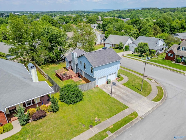 drone / aerial view with a residential view
