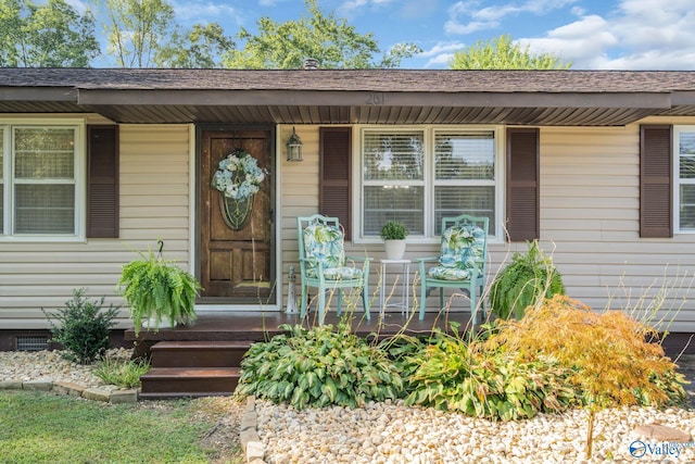 property entrance with a porch