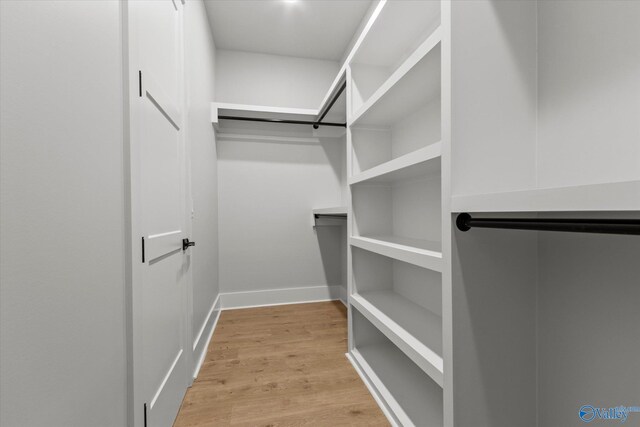 spacious closet with light hardwood / wood-style floors