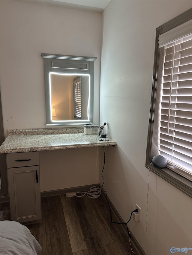 bathroom with wood-type flooring