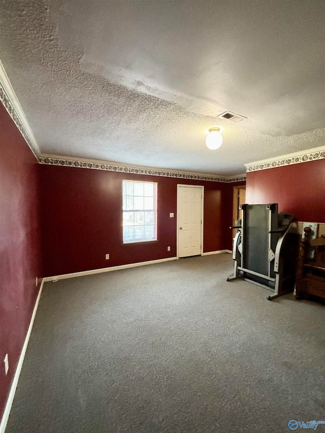 bonus room featuring a textured ceiling and carpet flooring