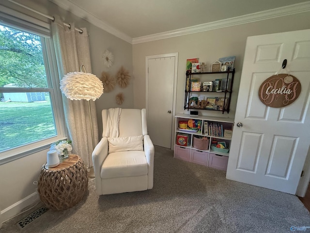 403 Taylor Rd, Glencoe, AL 35905 - living area featuring crown molding, plenty of natural light, and carpet floors