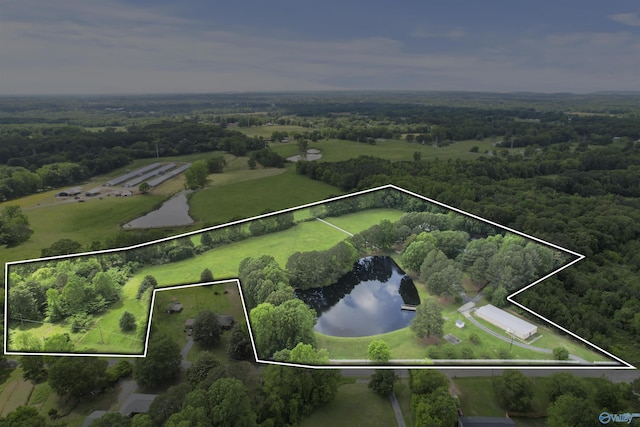 1025 Berkley Rd, Arab, AL 35016 - aerial overview of property's location featuring a nearby body of water, property parcel outlined, and a heavily wooded area