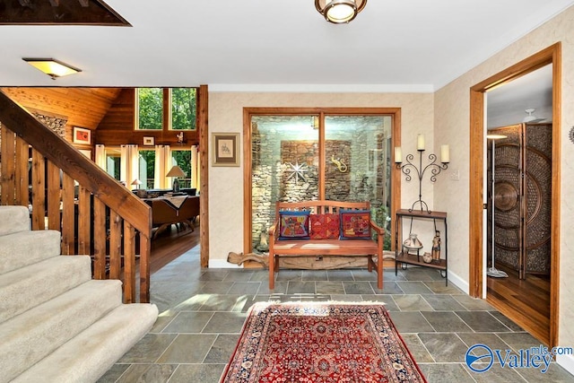 entrance foyer featuring dark hardwood / wood-style flooring