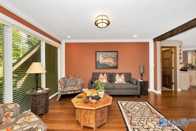 living room with hardwood / wood-style flooring