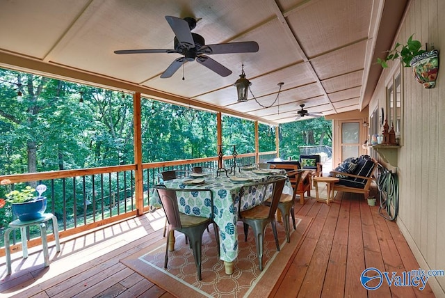 deck featuring ceiling fan