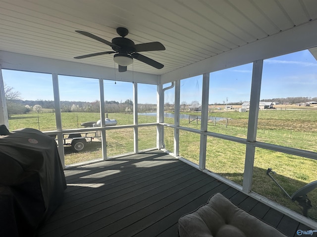 2415 Ruth Rd, Arab, AL 35016 - sunroom with a rural view, a healthy amount of sunlight, and a ceiling fan