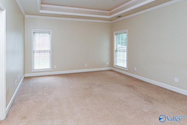 300 Honor Way, Madison, AL 35758 - carpeted empty room with crown molding, a tray ceiling, and baseboards