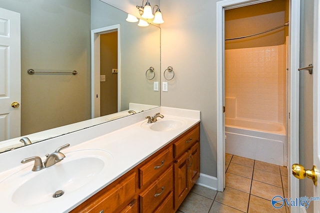 300 Honor Way, Madison, AL 35758 - full bath with double vanity, tile patterned floors, and shower / washtub combination