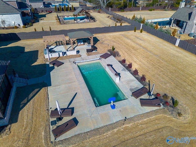 view of pool featuring a gazebo and a patio