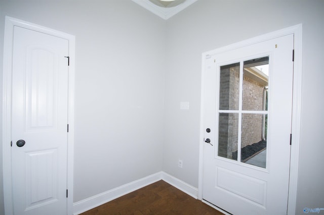 entryway featuring dark wood-type flooring