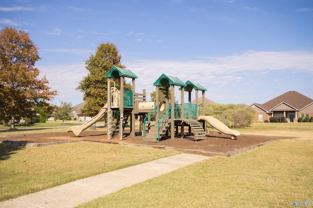 view of play area with a yard