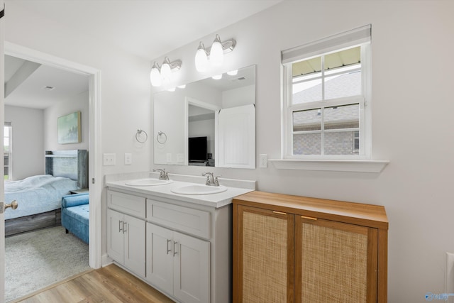 221 Alonzo Toney Dr, Madison, AL 35756 - full bathroom featuring wood finished floors, double vanity, and ensuite bath
