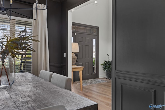 foyer with light wood-type flooring