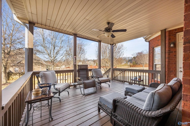 deck with a ceiling fan