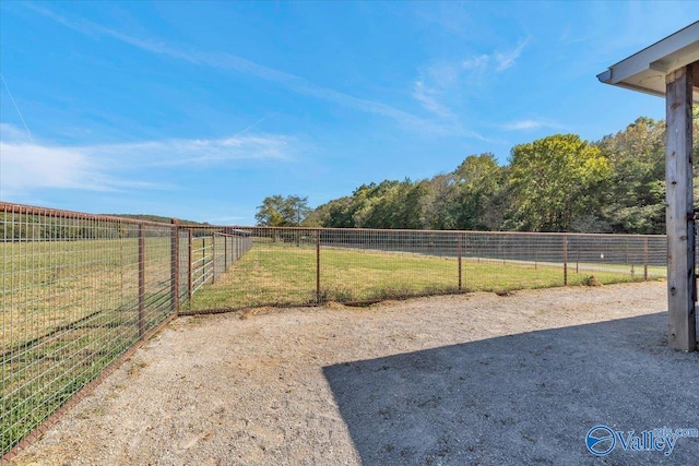 view of yard with a rural view