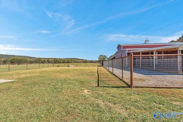 view of yard with a rural view