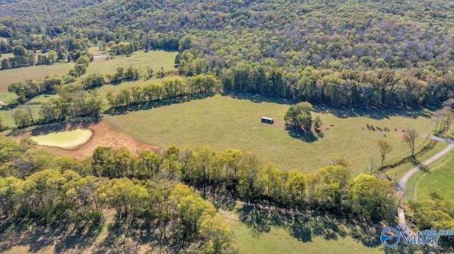 aerial view featuring a rural view