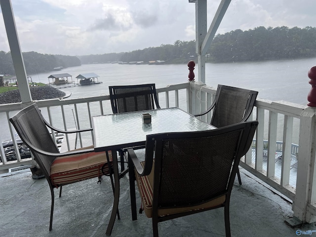 balcony with a water view