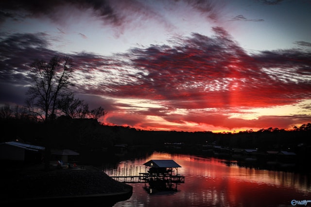 property view of water with a boat dock