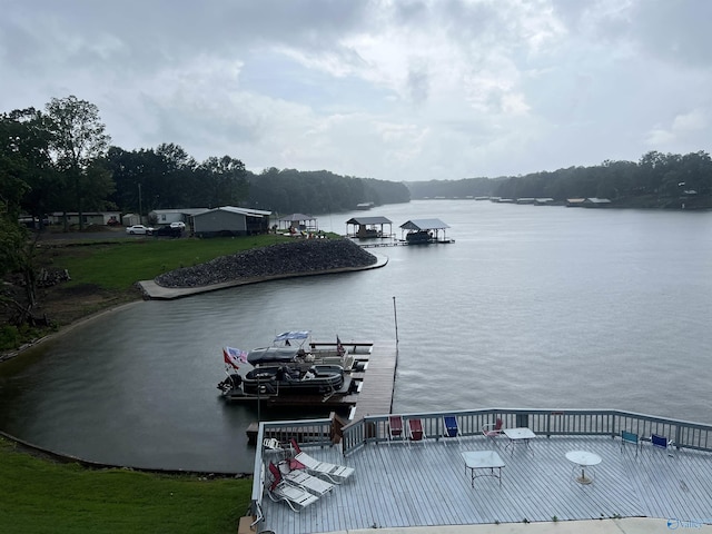 view of water feature featuring a dock