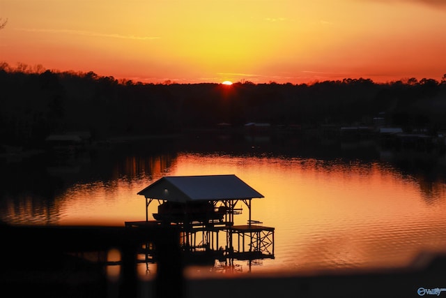 dock area featuring a water view