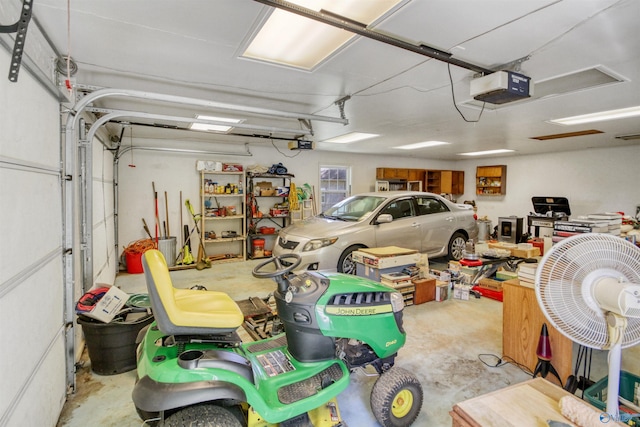 garage with a garage door opener