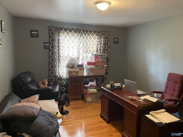 home office featuring light wood-type flooring