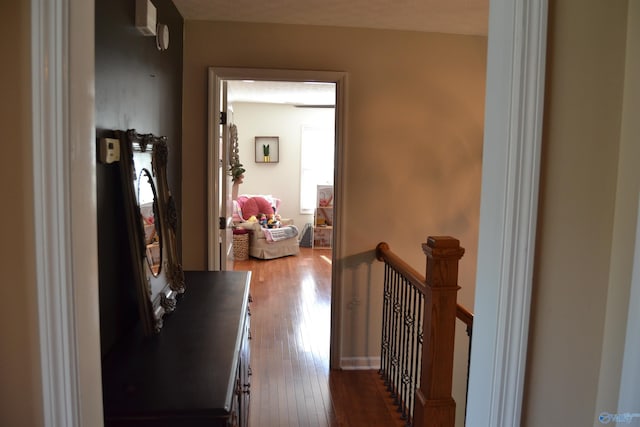 hall featuring dark wood-type flooring