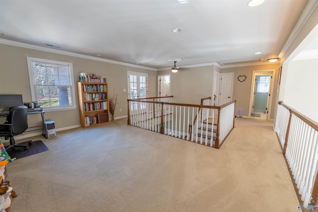 office featuring plenty of natural light and ornamental molding