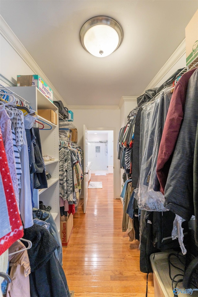 spacious closet with wood finished floors