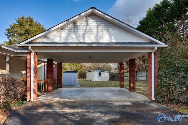 view of parking / parking lot with a carport