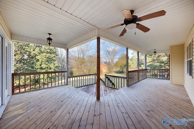 wooden terrace with ceiling fan