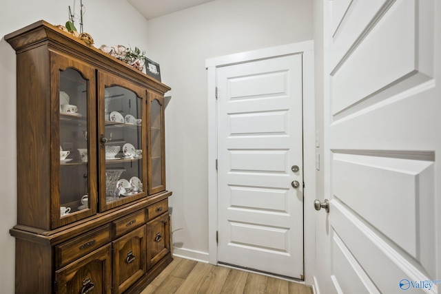 doorway featuring light wood-style flooring