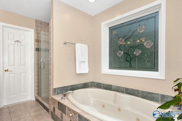 1867 Shellbrook Dr, Huntsville, AL 35806 - full bathroom with a whirlpool tub, a stall shower, and tile patterned floors