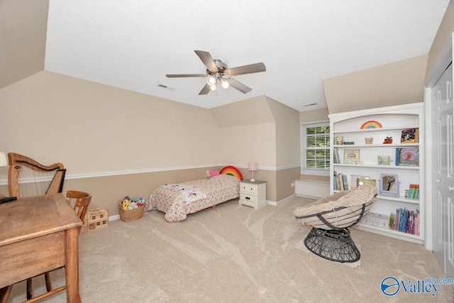 1867 Shellbrook Dr, Huntsville, AL 35806 - carpeted bedroom with lofted ceiling, a ceiling fan, and baseboards