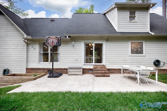 1867 Shellbrook Dr, Huntsville, AL 35806 - rear view of house with roof with shingles, entry steps, and a patio