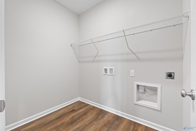 208 Hibiscus Dr, Hazel Green, AL 35750 - laundry room featuring hookup for an electric dryer, laundry area, hookup for a washing machine, baseboards, and dark wood finished floors