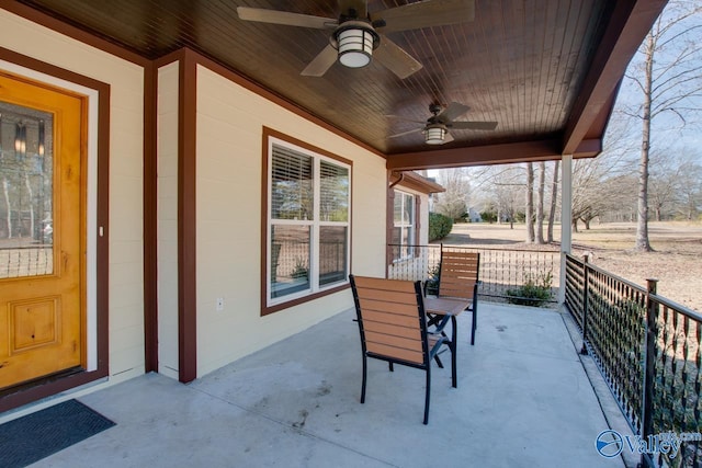 view of patio / terrace featuring ceiling fan