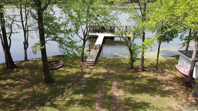 1702 Roseberry Dr, Scottsboro, AL 35769 - view of yard with a dock and a water view