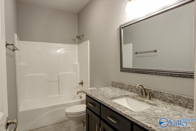 26415 Birkshire Ln, Athens, AL 35613 - bathroom with vanity, toilet, tub / shower combination, and tile patterned floors
