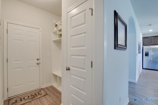 4304 Adventura Dr, Owens Cross Roads, AL 35763 - mudroom featuring light wood-type flooring, baseboards, and recessed lighting