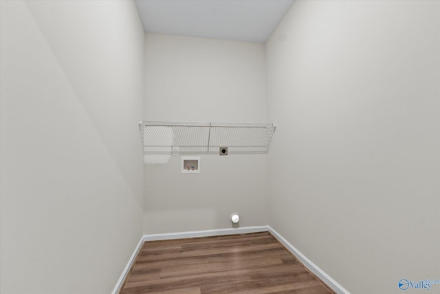 laundry room featuring electric dryer hookup, hardwood / wood-style floors, and hookup for a washing machine