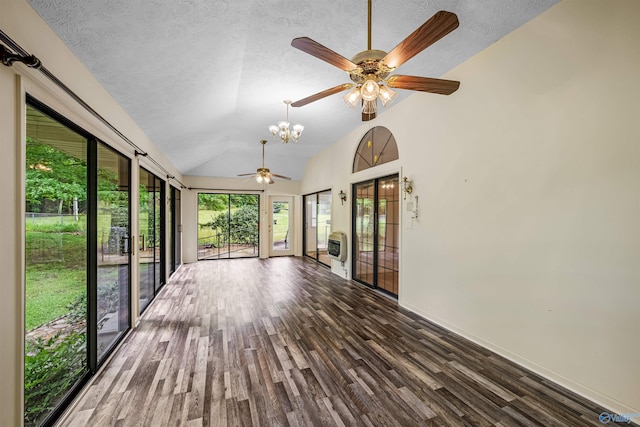 2211 Pumpkin Center Rd NE, Fort Payne, AL 35967 - unfurnished sunroom featuring a chandelier and vaulted ceiling