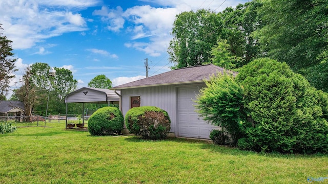 2211 Pumpkin Center Rd NE, Fort Payne, AL 35967 - view of yard featuring a carport, an outbuilding, and a garage