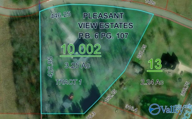 2211 Pumpkin Center Rd NE, Fort Payne, AL 35967 - map of property location featuring property boundaries highlighted