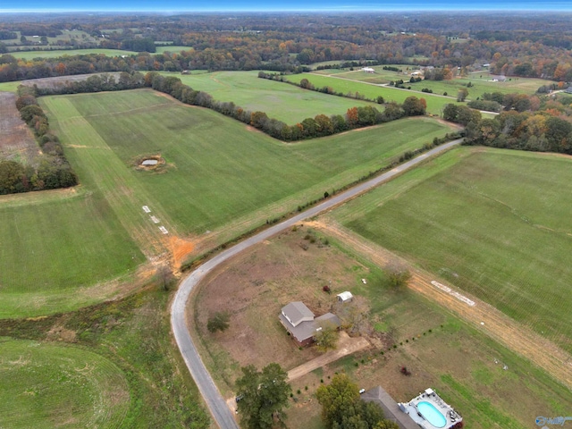 aerial view with a rural view